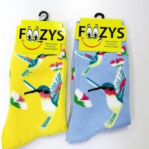 2 Pairs Foozys Hummingbird Print Womens Ladies Novelty Fun Socks